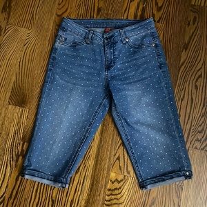 Size 4 polka dot long denim shorts